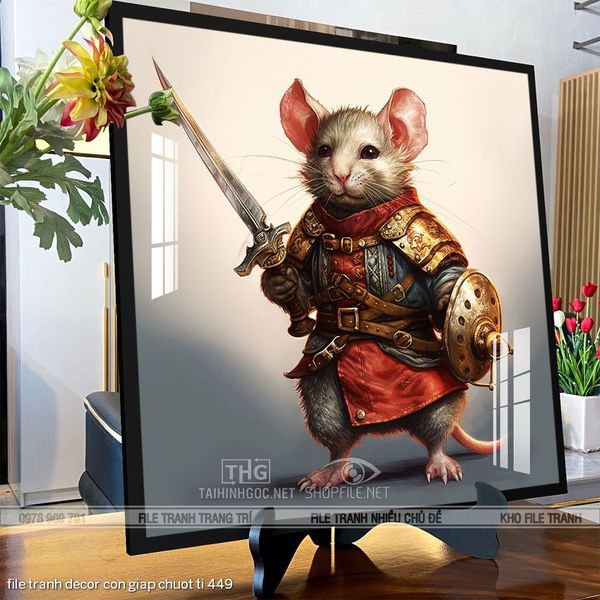 file tranh decor con giap chuot ti 449