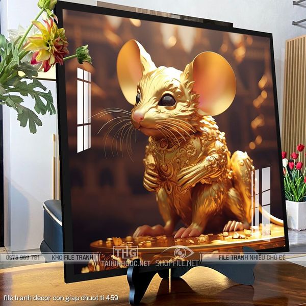 file tranh decor con giap chuot ti 459