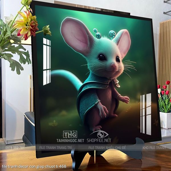 file tranh decor con giap chuot ti 468