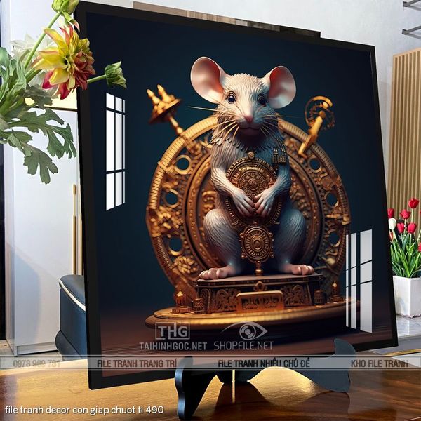 file tranh decor con giap chuot ti 490