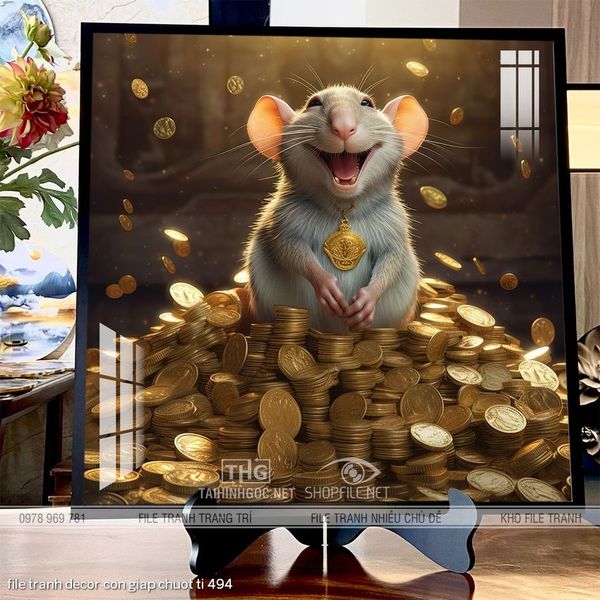 file tranh decor con giap chuot ti 494
