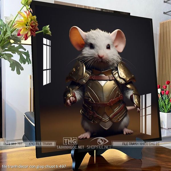 file tranh decor con giap chuot ti 497