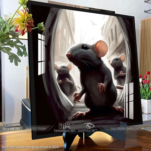file tranh decor con giap chuot ti 504
