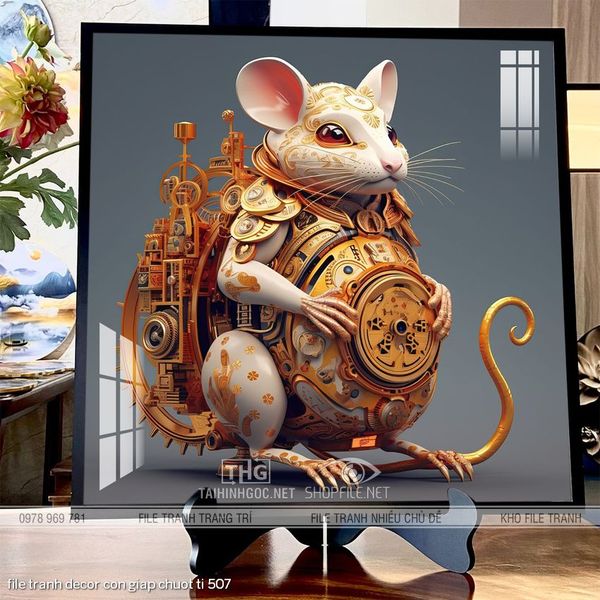 file tranh decor con giap chuot ti 507