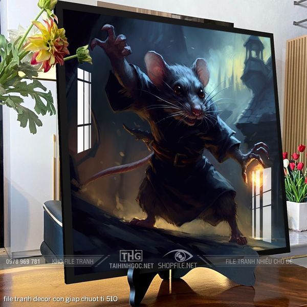 file tranh decor con giap chuot ti 510