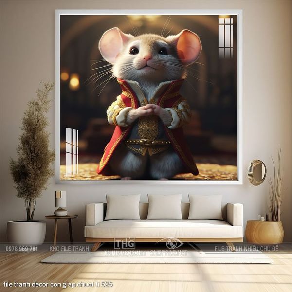 file tranh decor con giap chuot ti 525