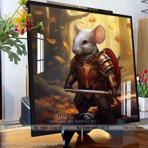 file tranh decor con giap chuot ti 529