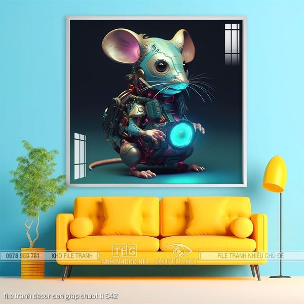 file tranh decor con giap chuot ti 542