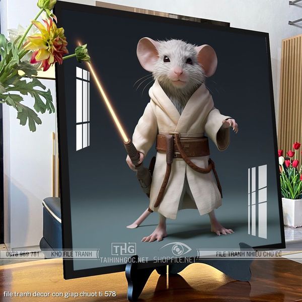 file tranh decor con giap chuot ti 578
