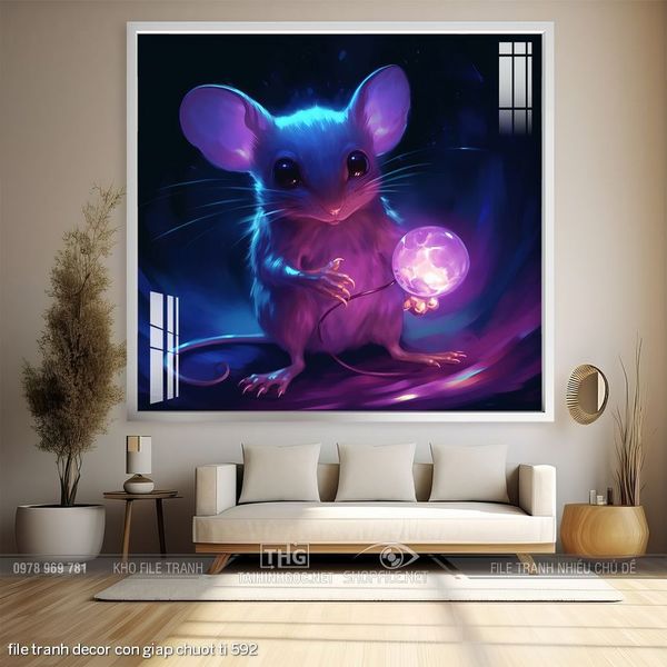 file tranh decor con giap chuot ti 592