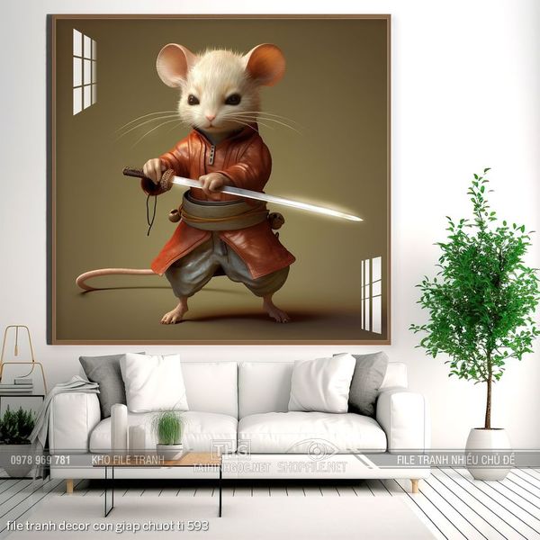 file tranh decor con giap chuot ti 593