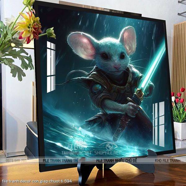file tranh decor con giap chuot ti 594