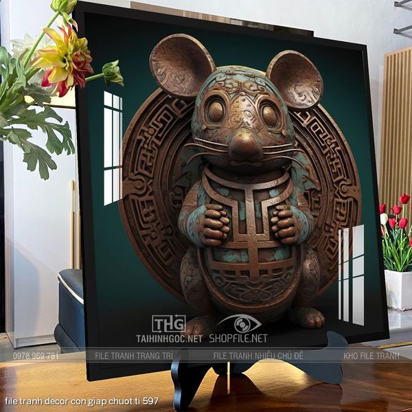 file tranh decor con giap chuot ti 597