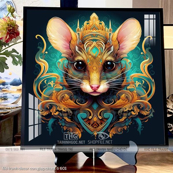 file tranh decor con giap chuot ti 601