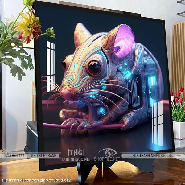 file tranh decor con giap chuot ti 612