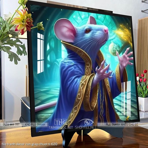 file tranh decor con giap chuot ti 620