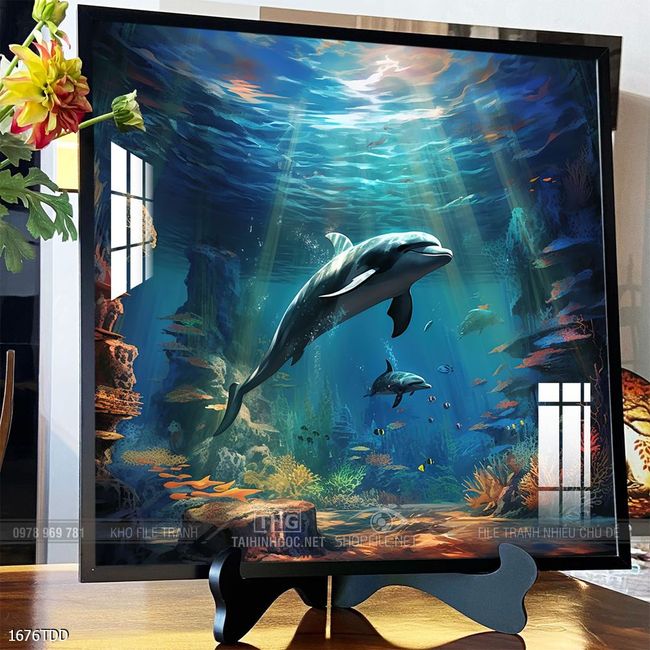 Tranh cá heo đẹp độc đáo