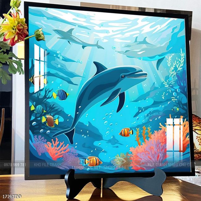 Tranh cá heo đẹp độc đáo