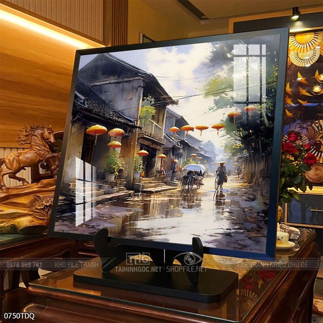 Tranh làng quê decor trang trí tường nhà