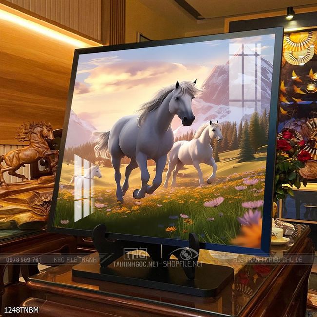 Tranh ngựa bát mã treo tường phòng khách
