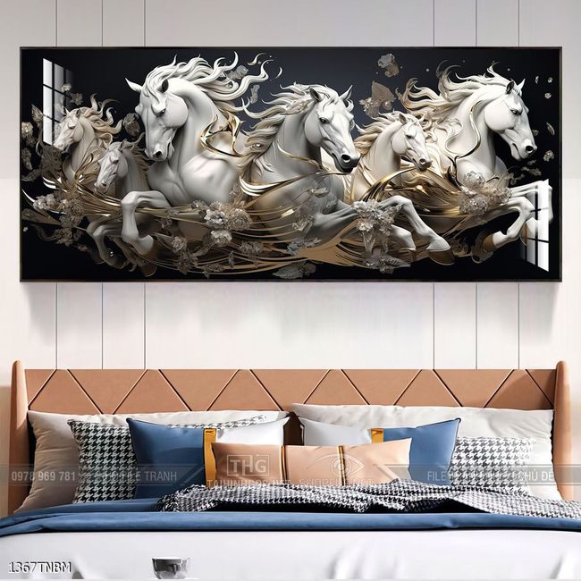 Tranh ngựa bát mã decor trang trí tường