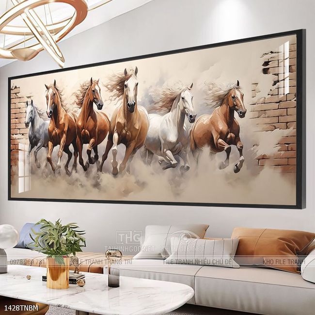 Tranh ngựa bát mã decor trang trí tường