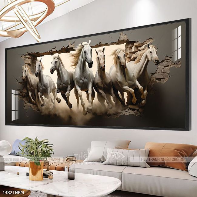 Tranh ngựa bát mã decor trang trí tường