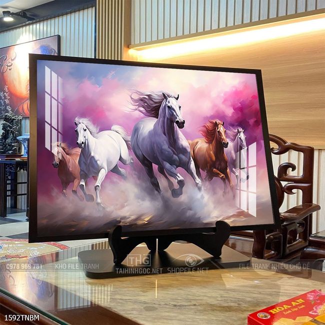 Tranh ngựa bát mã treo tường phòng khách