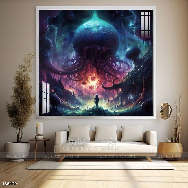 Tranh phi hành gia decor tường nhà