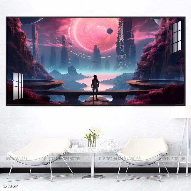 Tranh phi hành gia decor tường nhà