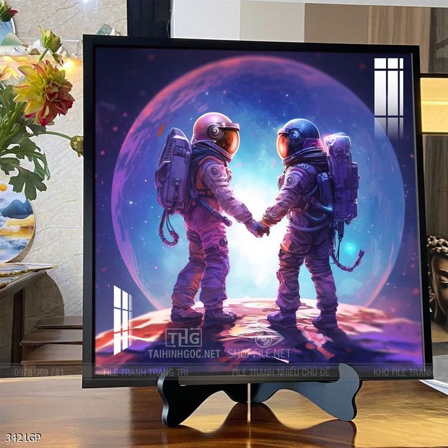 Tranh phi hành gia decor tường nhà