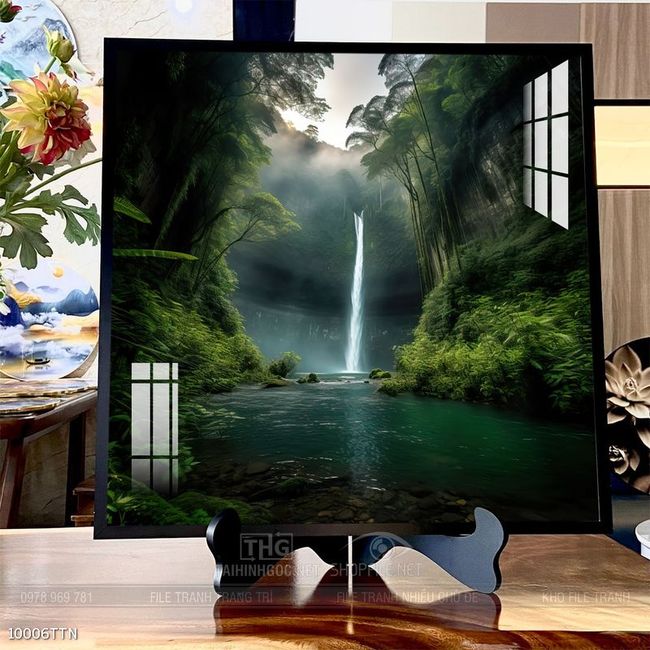 Tranh phong thủy phong cảnh thác nước thiên nhiên