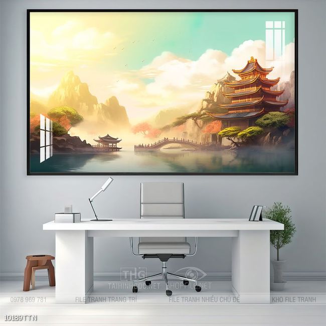 Tranh phong thủy nước non tuyệt đẹp