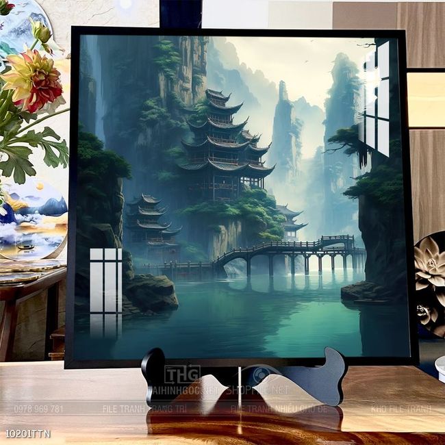 Tranh phong thủy phong cảnh thác nước thiên nhiên