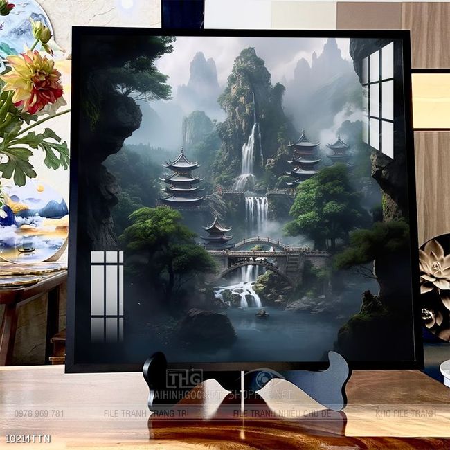 Tranh phong thủy phong cảnh thác nước thiên nhiên
