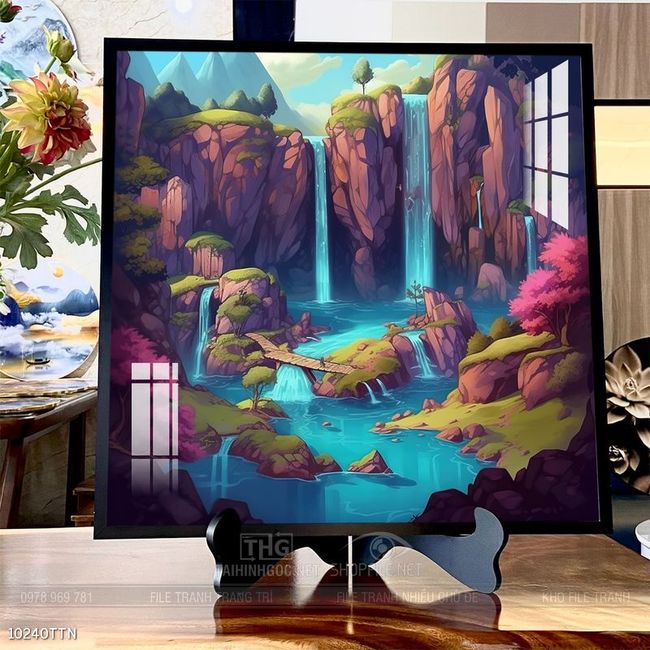 Tranh phong thủy phong cảnh thác nước thiên nhiên