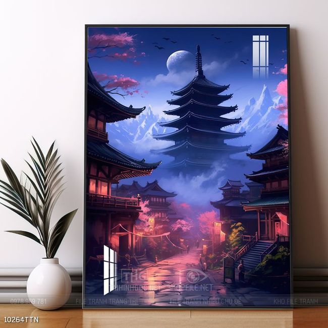 Tranh phon thủy sông, núi và mặt trời