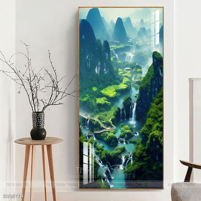 Tranh phong thủy phong cảnh thác nước thiên nhiên