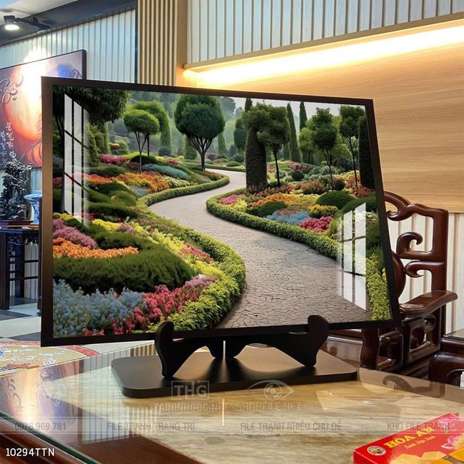 Tranh phon thủy sông, núi và mặt trời