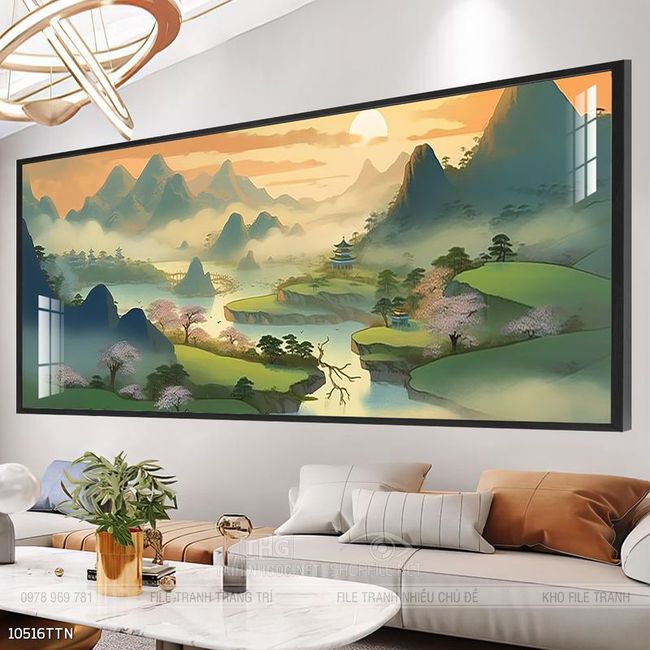 Tranh phong thủy phong cảnh thác nước thiên nhiên