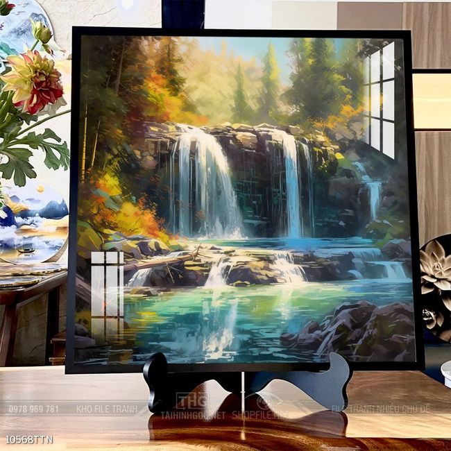 Tranh phong thủy phong cảnh thác nước thiên nhiên