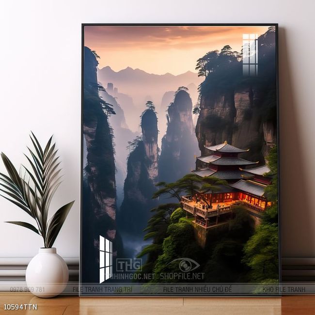 Tranh phong thủy phong cảnh thác nước thiên nhiên