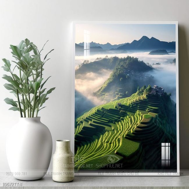 Tranh phong thủy phong cảnh thác nước thiên nhiên