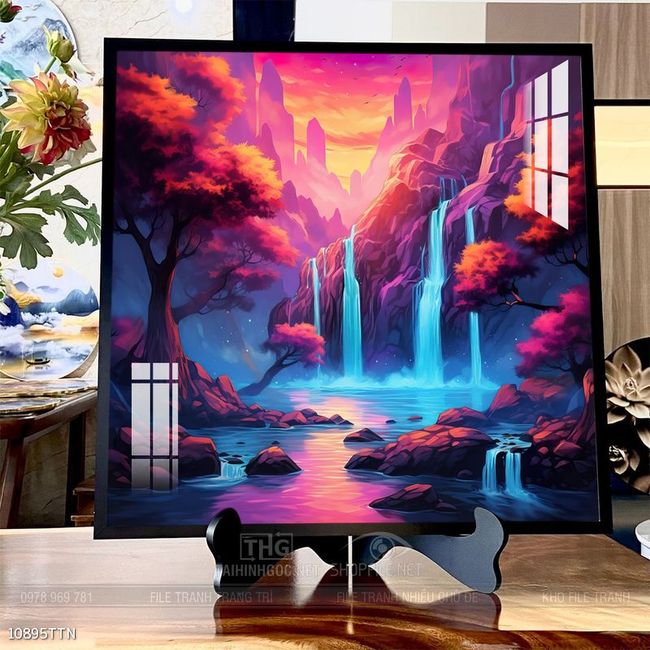 Tranh phon thủy sông, núi và mặt trời