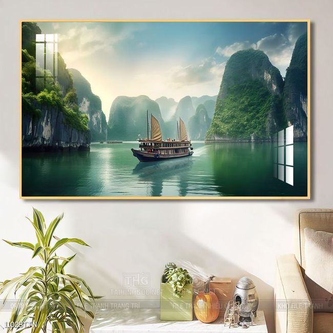 Tranh phong thủy phong cảnh thác nước thiên nhiên