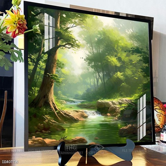Tranh phong thủy phong cảnh thác nước thiên nhiên