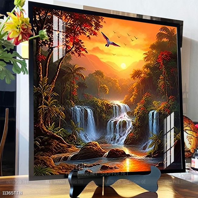 Tranh phong thủy phong cảnh thác nước thiên nhiên
