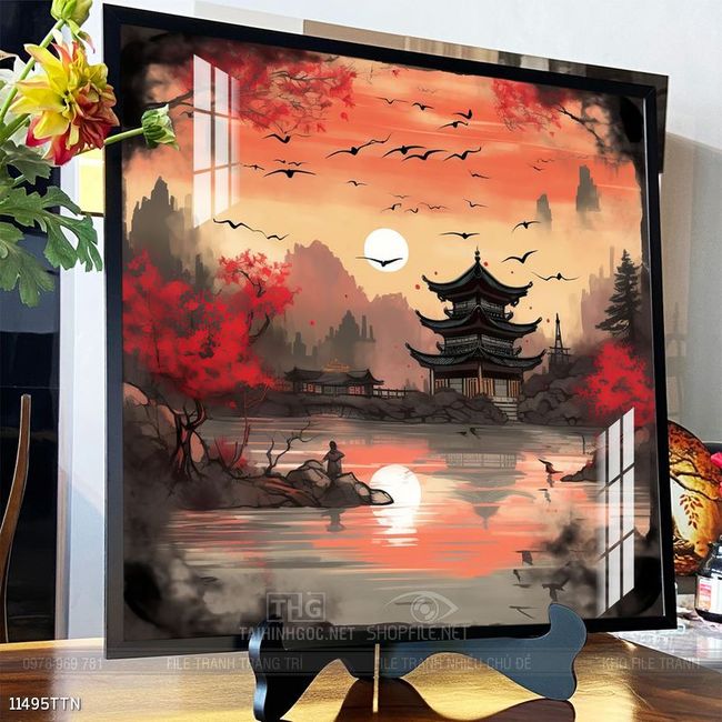 Tranh phong thủy phong cảnh thác nước thiên nhiên