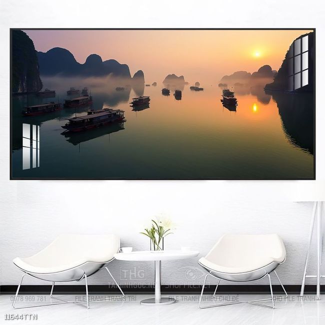 Tranh phong thủy nước non tuyệt đẹp