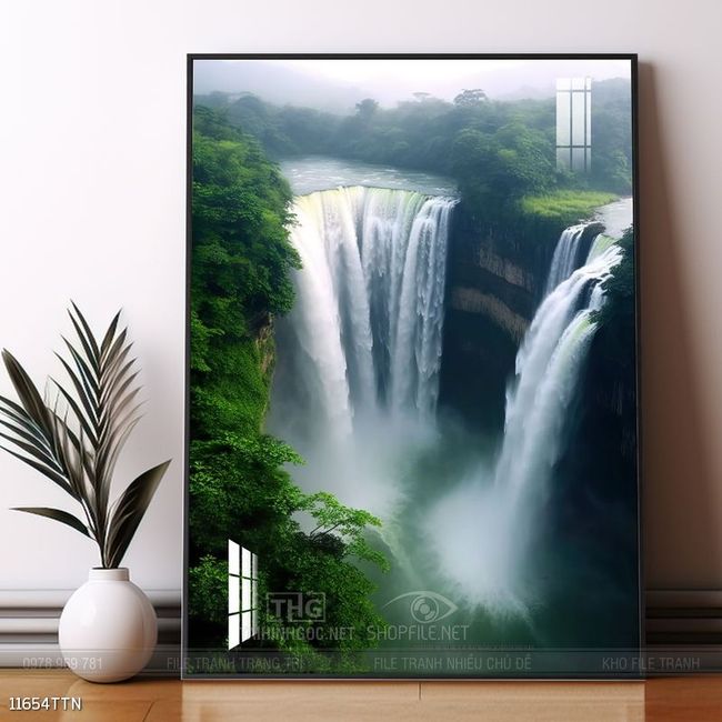 Tranh phon thủy sông, núi và mặt trời